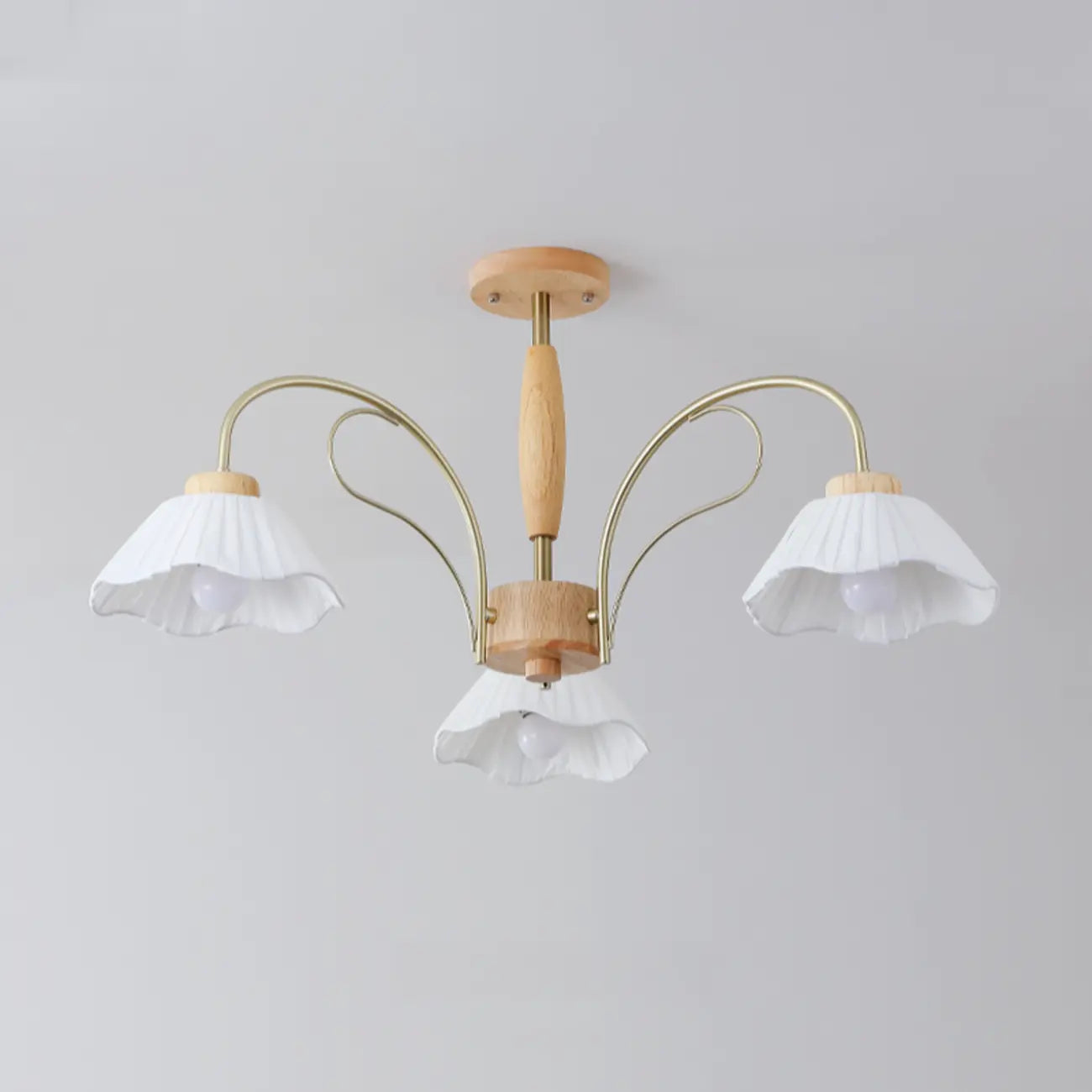 Floral Fabric Ceiling Light for Living Room in Natural Finish