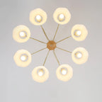 Floral Fabric Ceiling Light for Living Room in Natural Finish