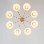 Floral Fabric Ceiling Light for Living Room in Natural Finish