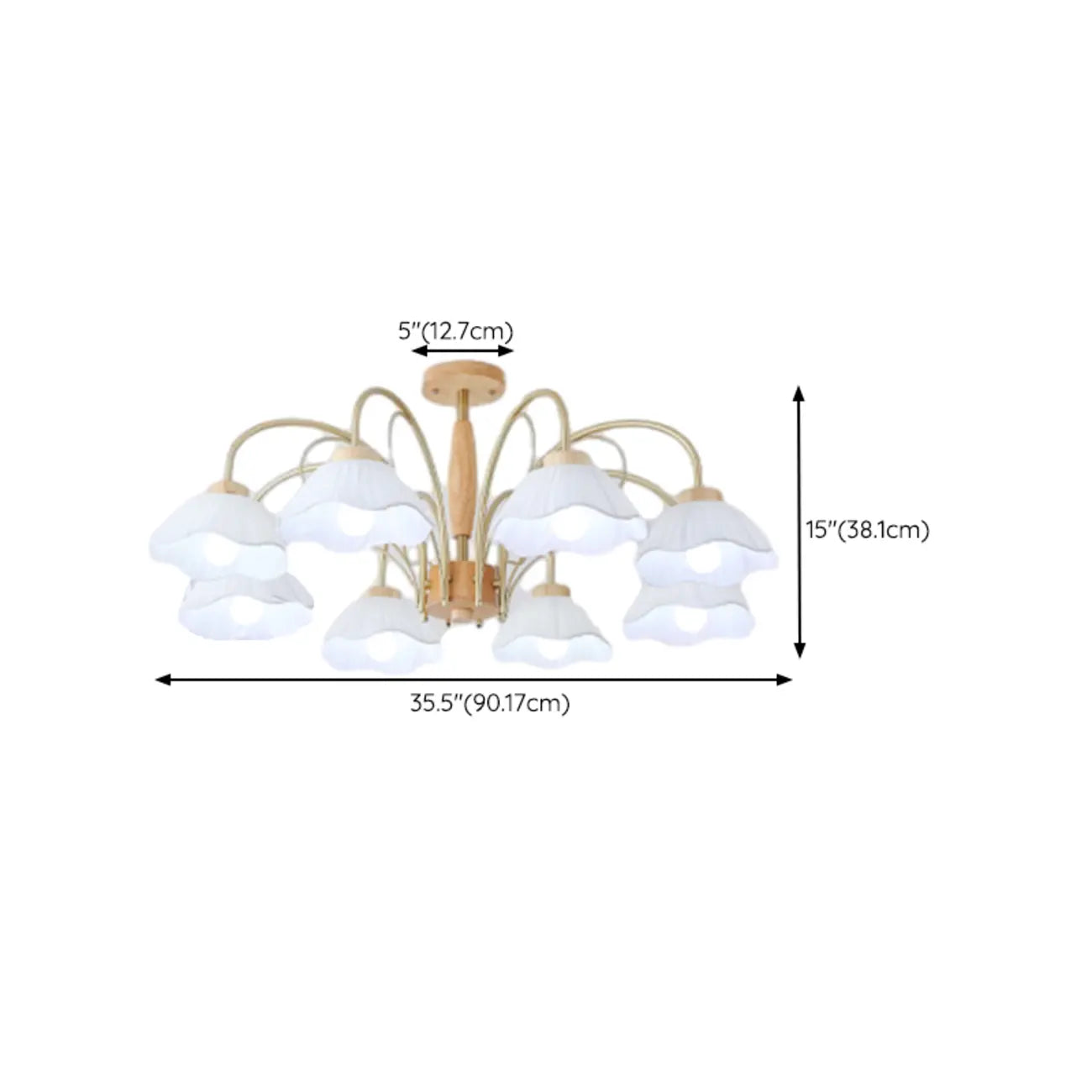 Floral Fabric Ceiling Light for Living Room in Natural Finish