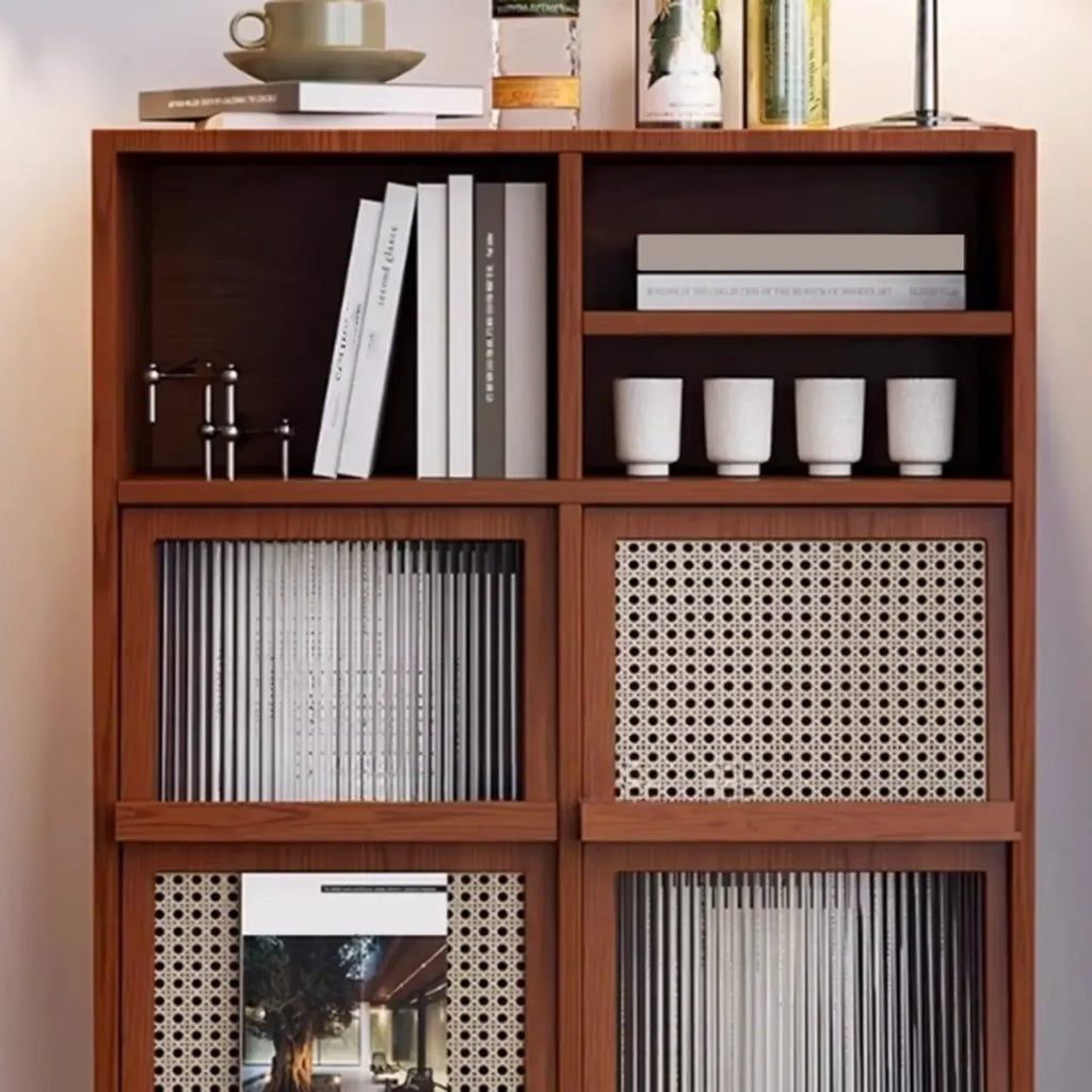 Living Room Brown Wooden Metal Legs Accent Cabinet