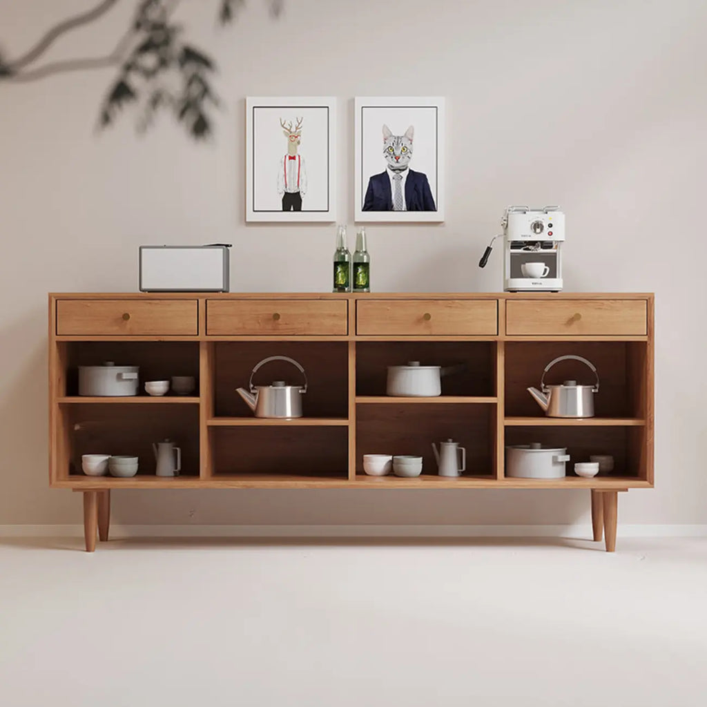 Nordic Freestanding Rattan Cabinet with Sliding Door