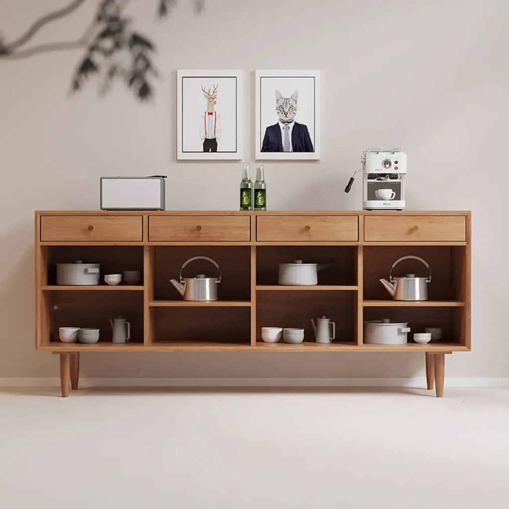 Nordic Freestanding Rattan Cabinet with Sliding Door