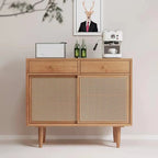 Nordic Freestanding Rattan Cabinet with Sliding Door