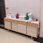 Nordic Freestanding Rattan Cabinet with Sliding Door