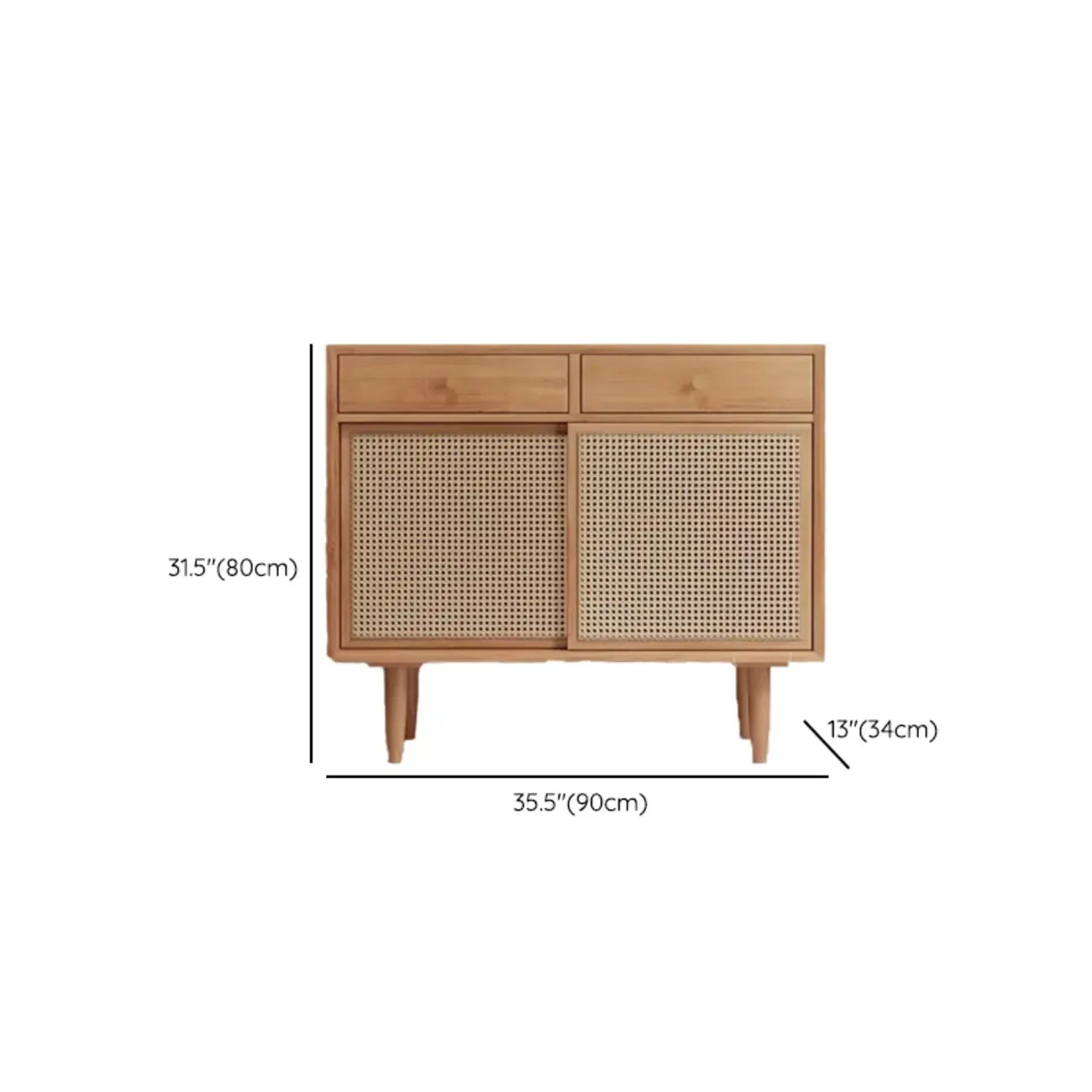 Nordic Freestanding Rattan Cabinet with Sliding Door