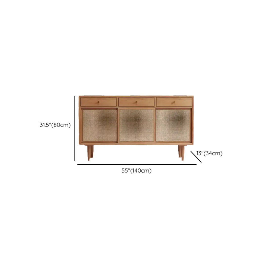 Nordic Freestanding Rattan Cabinet with Sliding Door