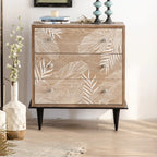 French Country Wooden Parlor Cabinet with Leaf Patterns