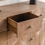 French Country Wooden Parlor Cabinet with Leaf Patterns