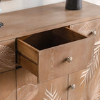 French Country Wooden Parlor Cabinet with Leaf Patterns