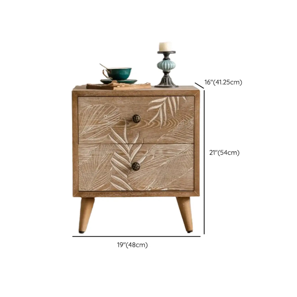 French Country Wooden Parlor Cabinet with Leaf Patterns