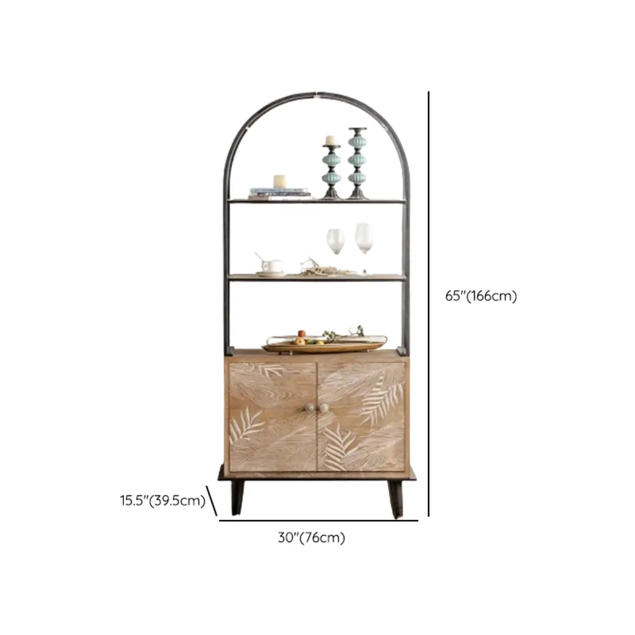 French Country Wooden Parlor Cabinet with Leaf Patterns