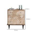 French Country Wooden Parlor Cabinet with Leaf Patterns