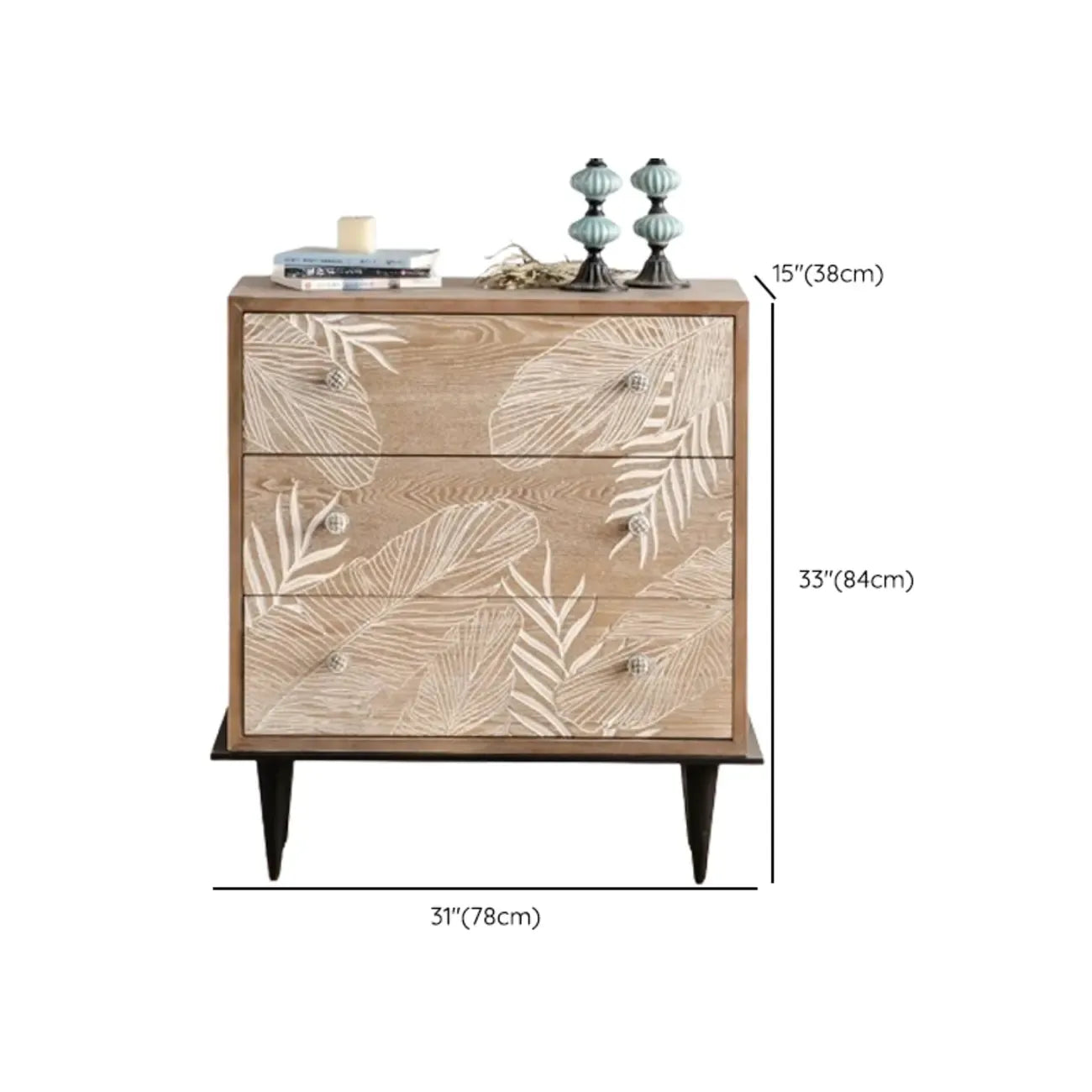 French Country Wooden Parlor Cabinet with Leaf Patterns