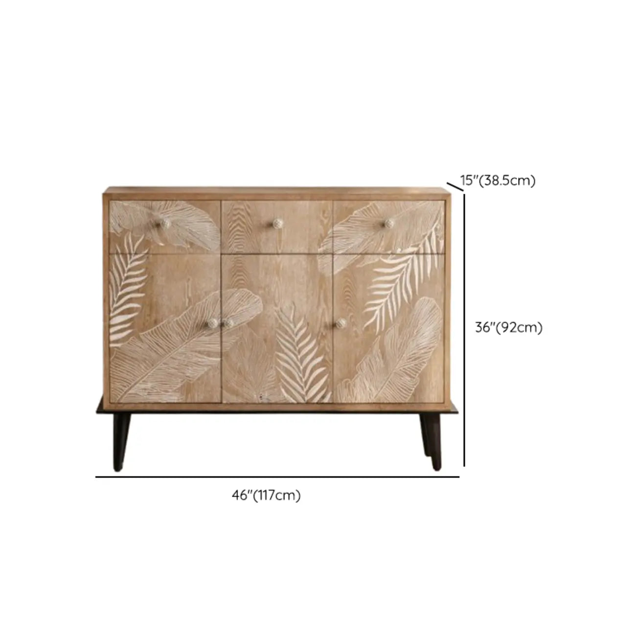 French Country Wooden Parlor Cabinet with Leaf Patterns