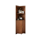 Modern Ample Storage Brown Wooden Corner Display Cabinet