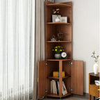 Modern Ample Storage Brown Wooden Corner Display Cabinet
