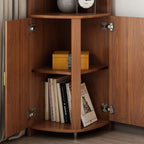 Modern Ample Storage Brown Wooden Corner Display Cabinet