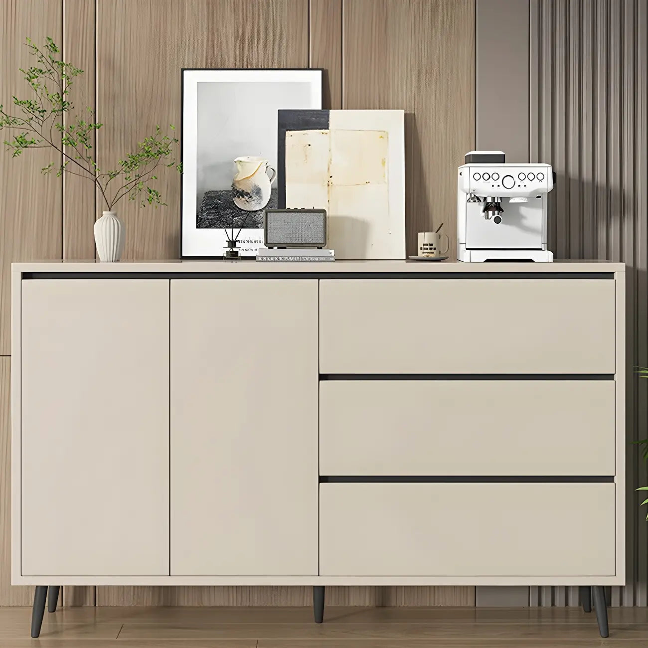 Modern Wooden Sideboard with Multi-Drawers and Cabinets