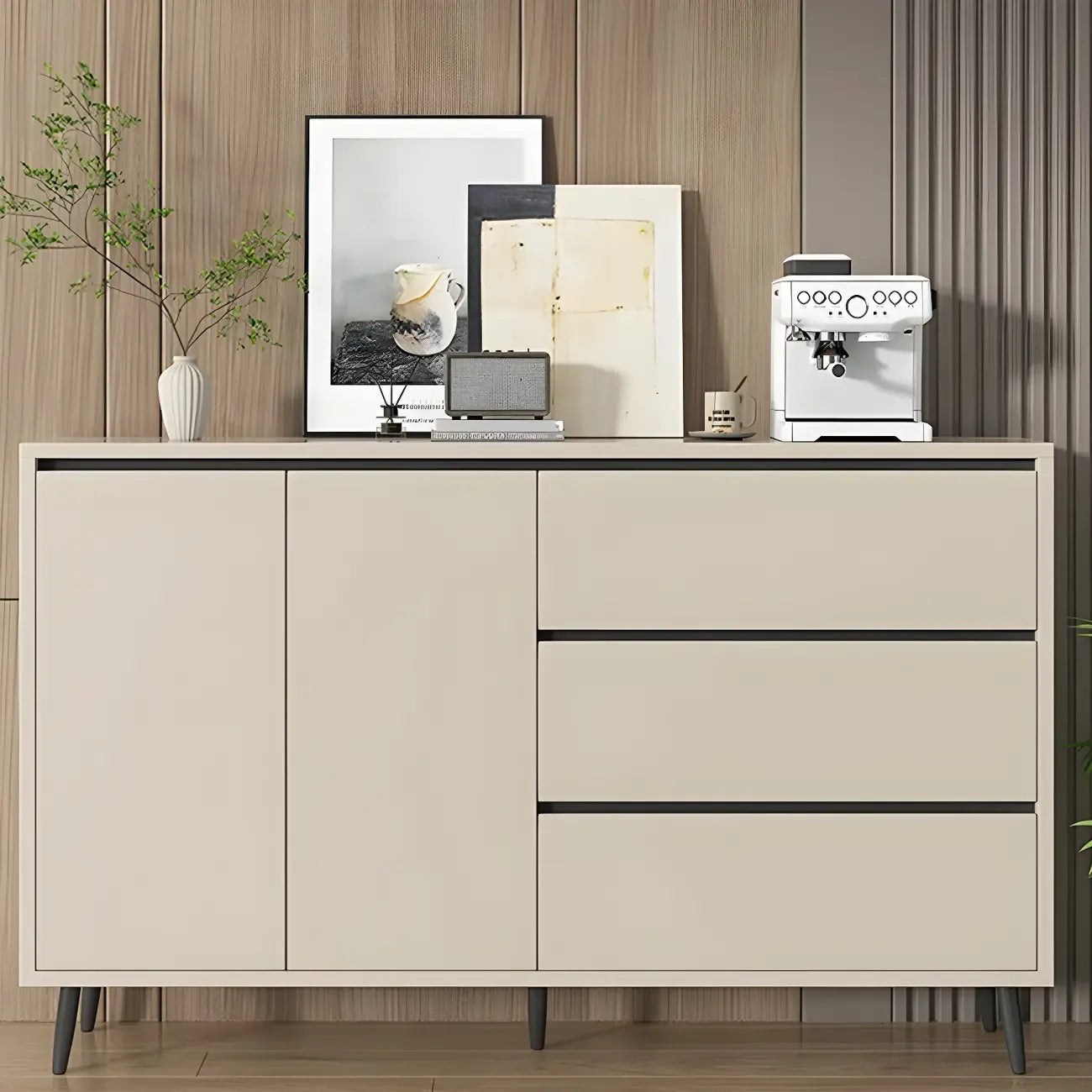 Modern Wooden Sideboard with Multi-Drawers and Cabinets