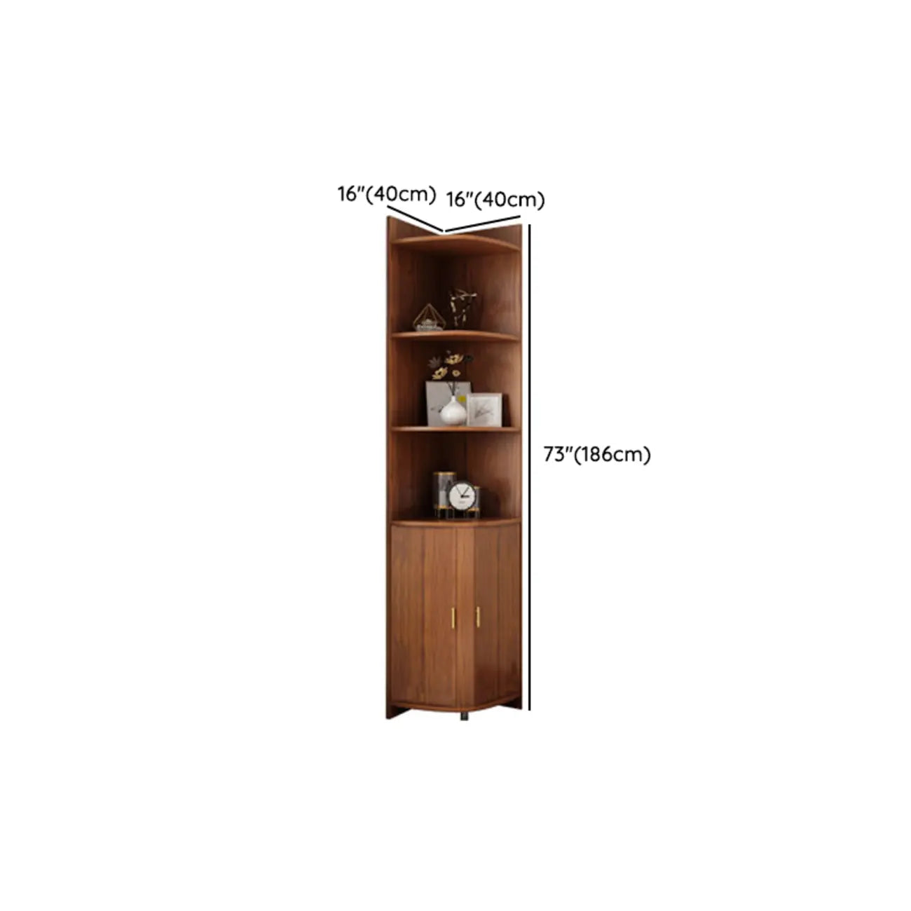 Modern Ample Storage Brown Wooden Corner Display Cabinet