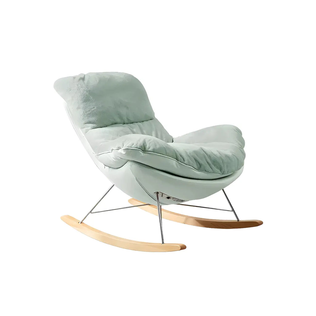 Modern Flannel Upholstered Armless Rocking Chair with Ottoman
