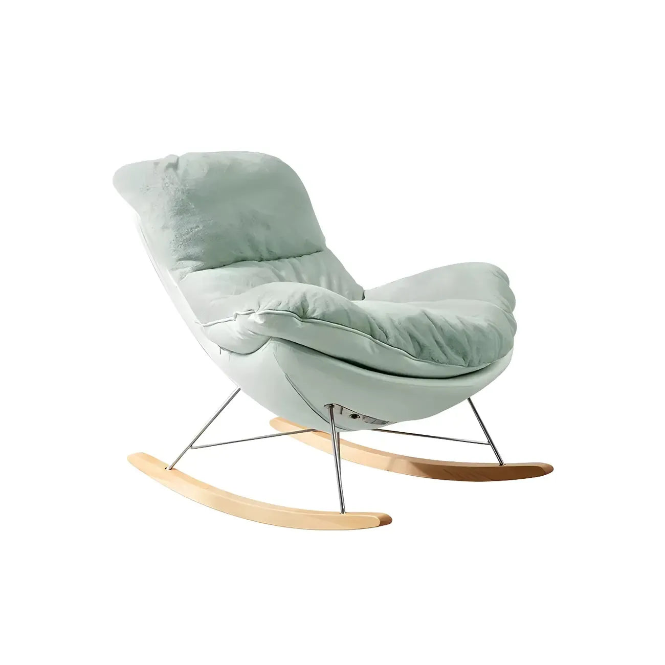 Modern Flannel Upholstered Armless Rocking Chair with Ottoman