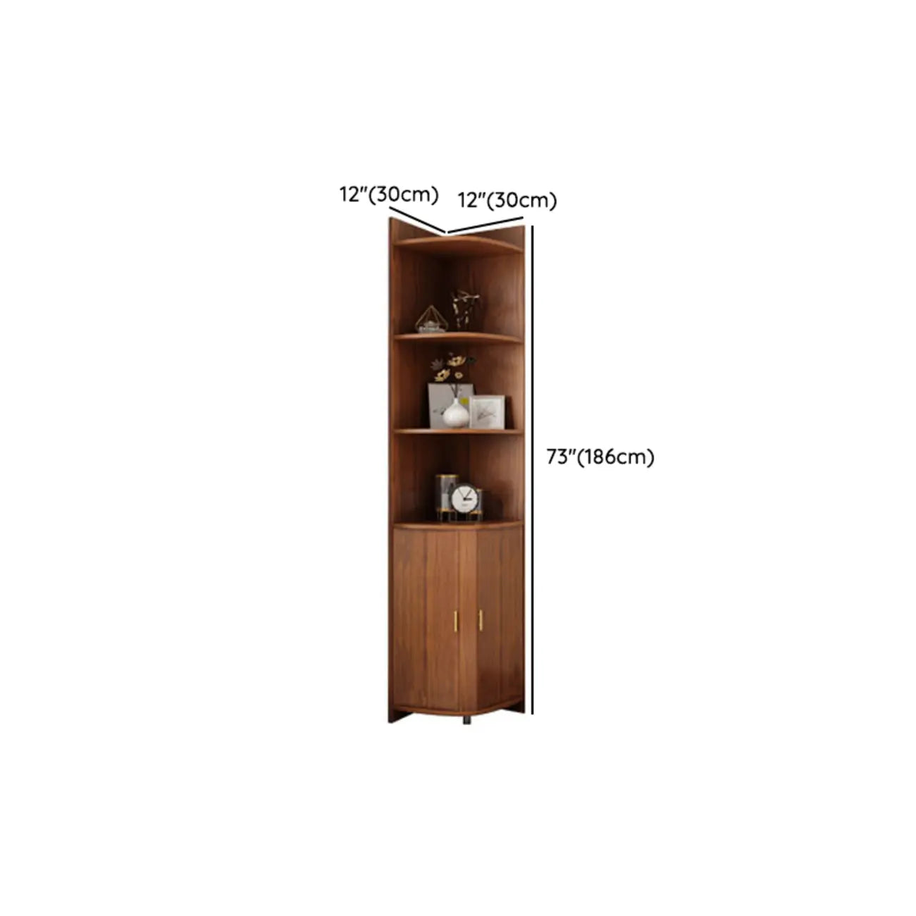 Modern Ample Storage Brown Wooden Corner Display Cabinet