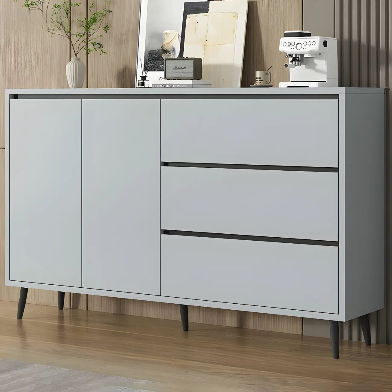 Modern Wooden Sideboard with Multi-Drawers and Cabinets