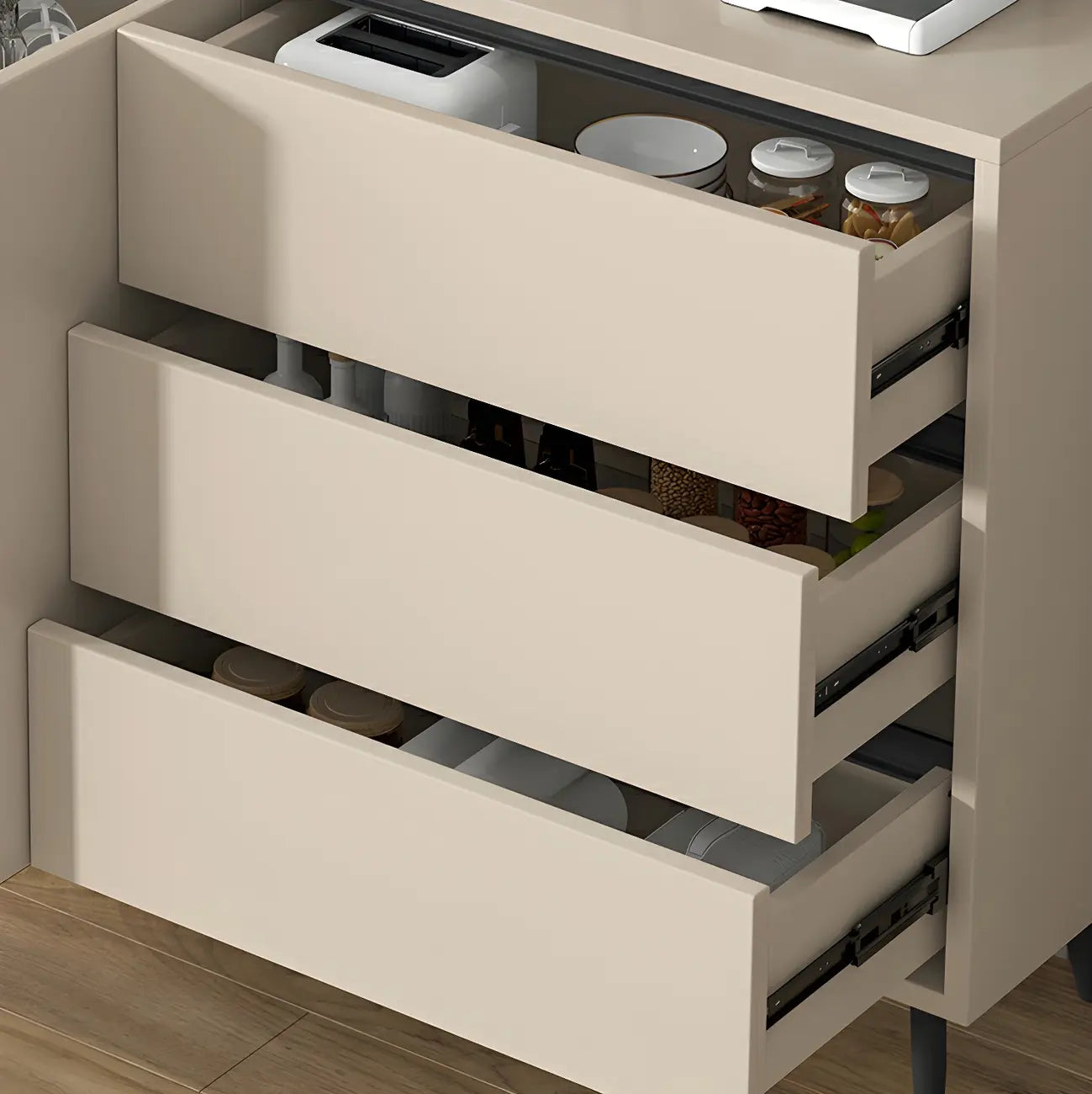 Modern Wooden Sideboard with Multi-Drawers and Cabinets