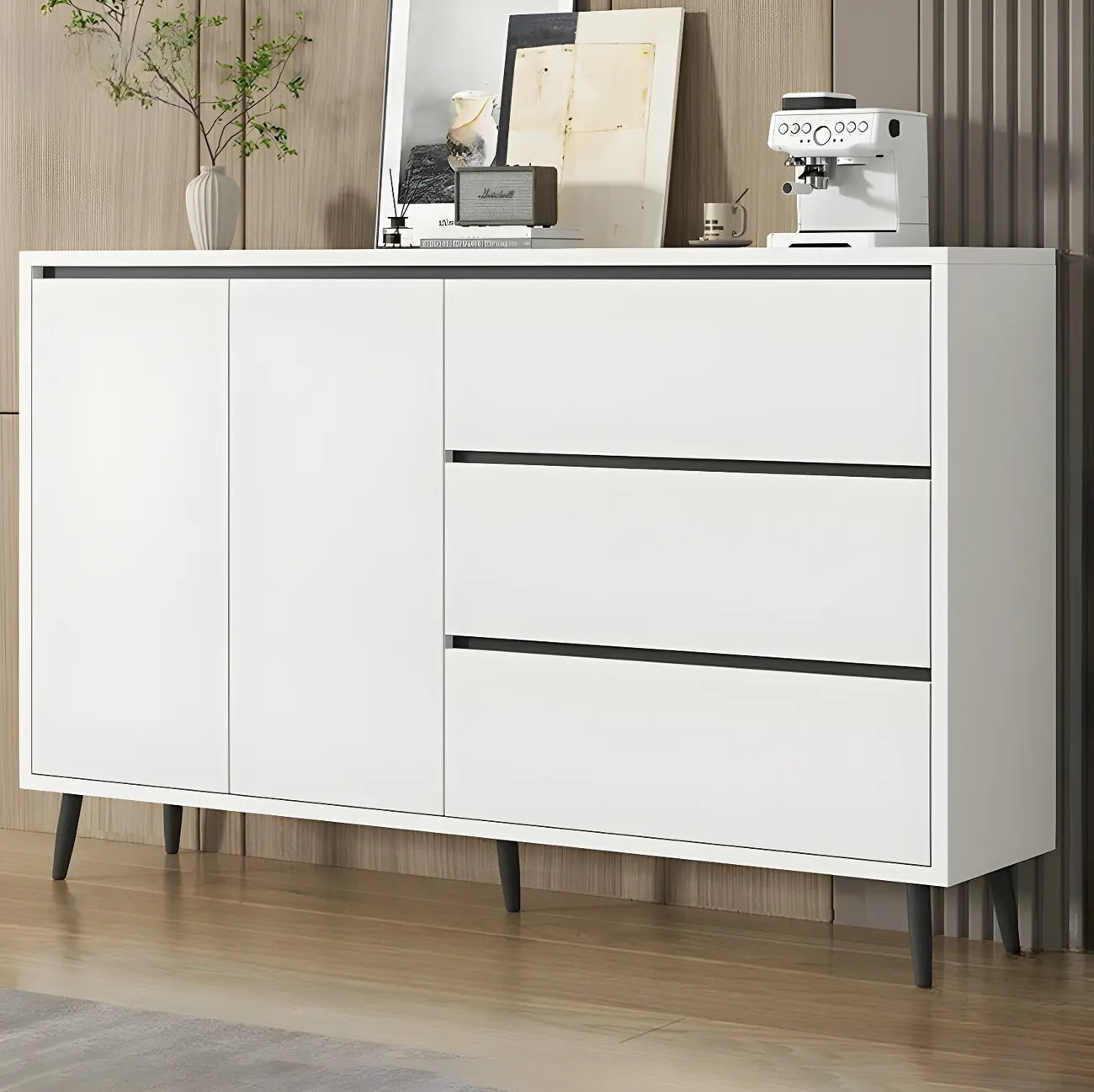 Modern Wooden Sideboard with Multi-Drawers and Cabinets