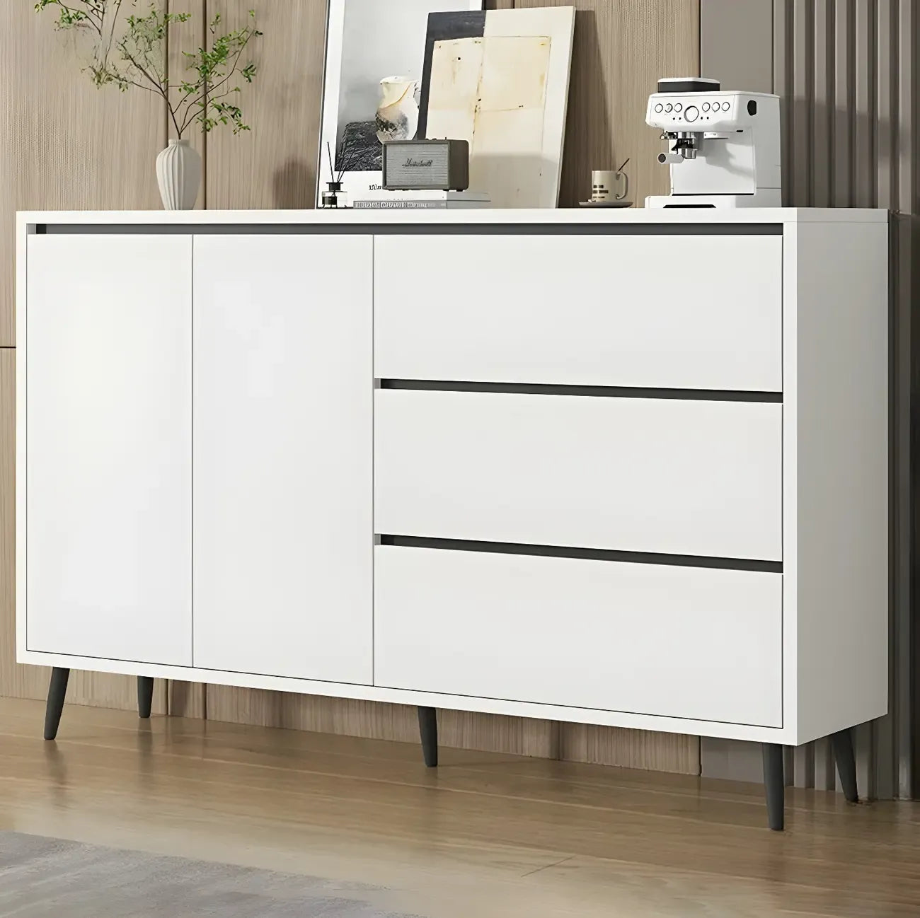 Modern Wooden Sideboard with Multi-Drawers and Cabinets