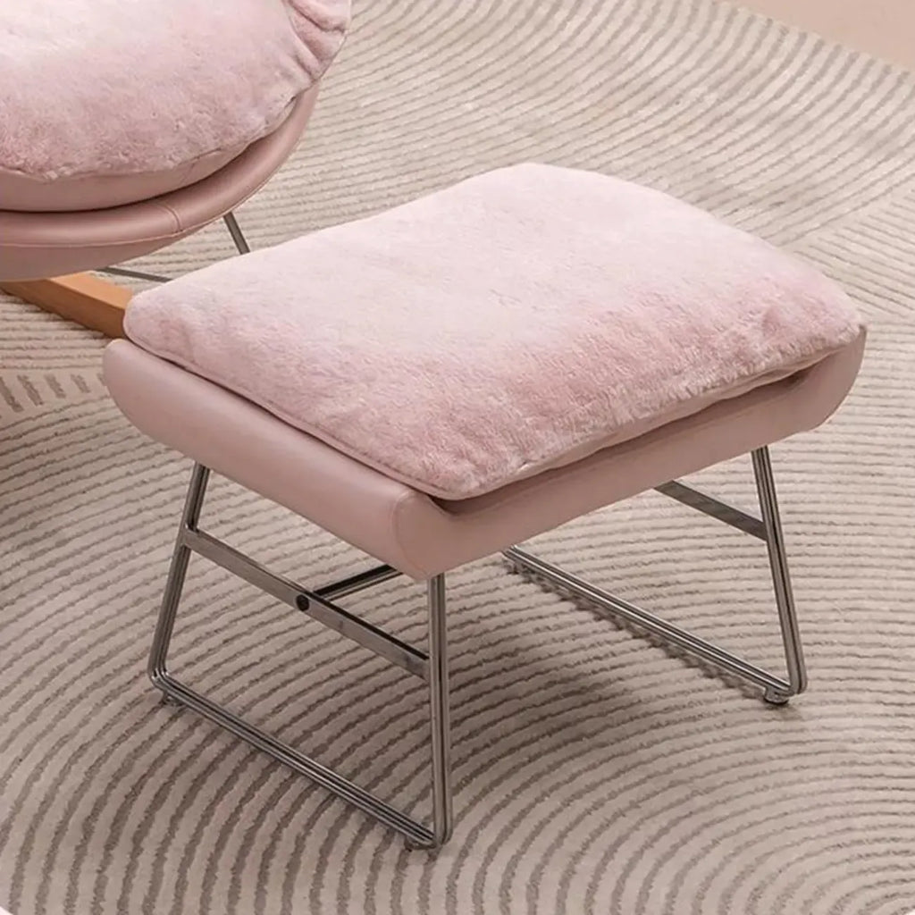 Modern Flannel Upholstered Armless Rocking Chair with Ottoman