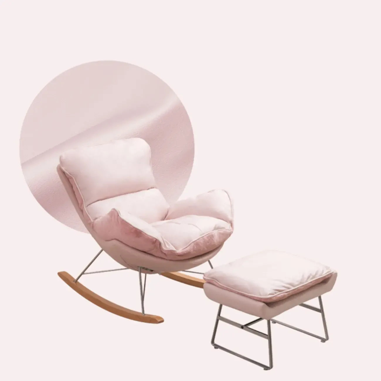 Modern Flannel Upholstered Armless Rocking Chair with Ottoman