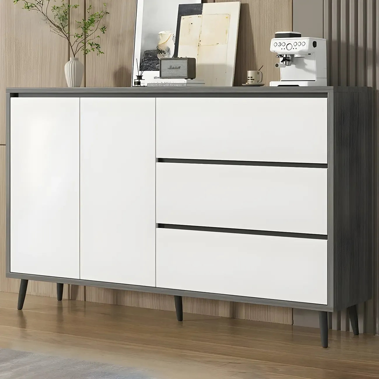 Modern Wooden Sideboard with Multi-Drawers and Cabinets