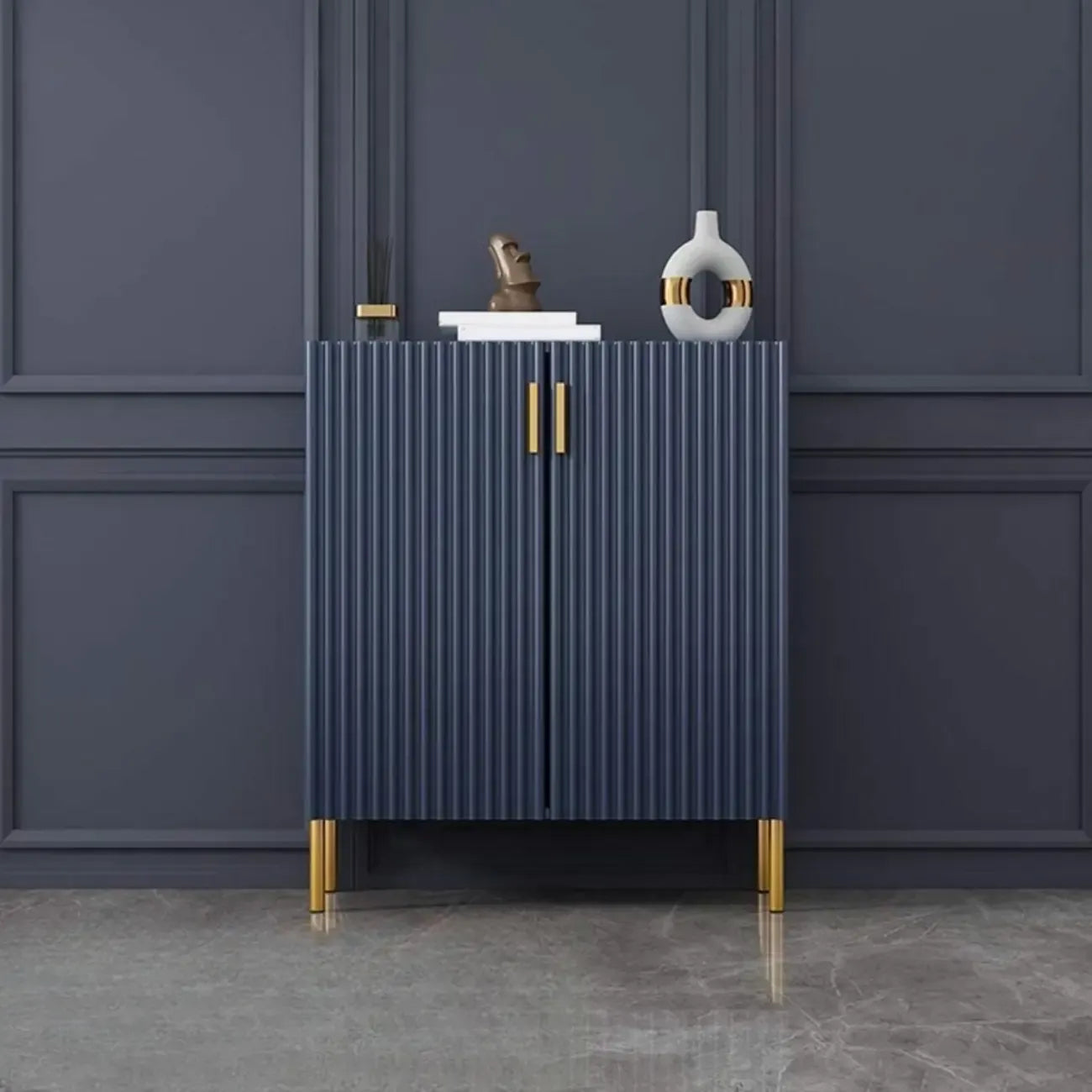 Glam Wooden Sideboard with Shelves and Cabinets