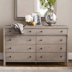 Rustic Oak Brown Living Room Accent Chests with 6/8 Drawers