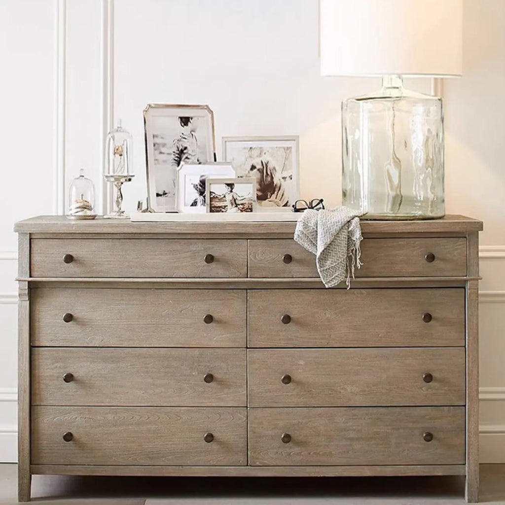 Rustic Oak Brown Living Room Accent Chests with 6/8 Drawers
