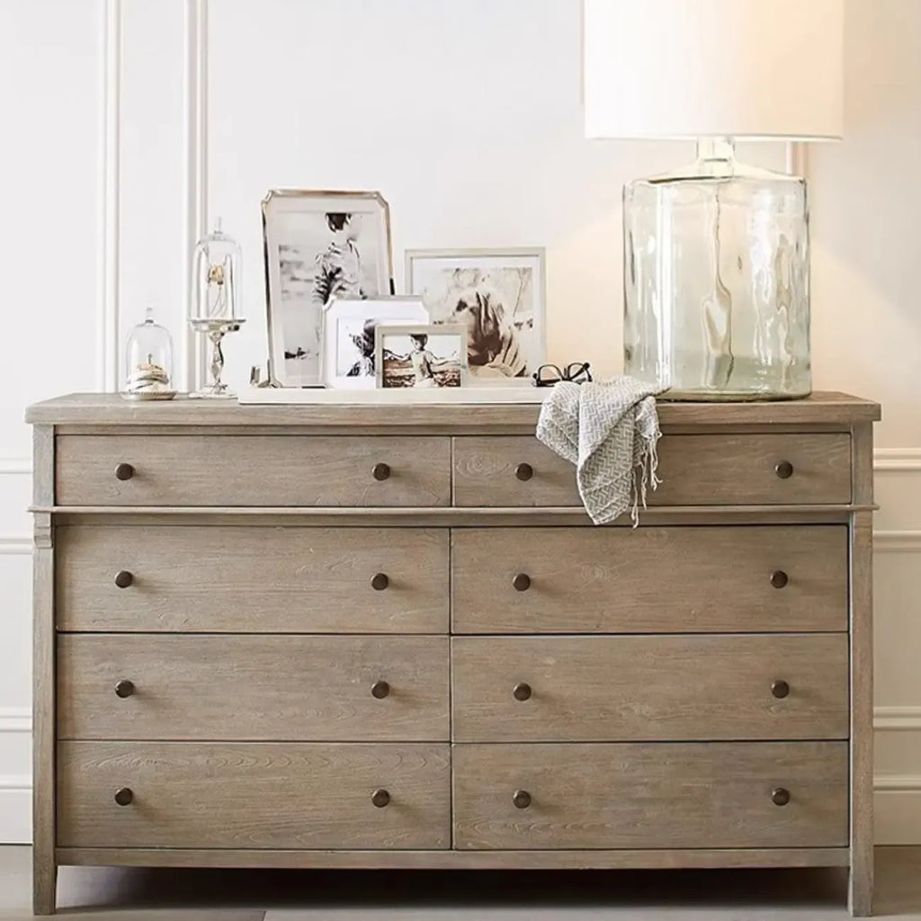Rustic Oak Brown Living Room Accent Chests with 6/8 Drawers