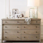 Rustic Oak Brown Living Room Accent Chests with 6/8 Drawers