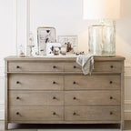 Rustic Oak Brown Living Room Accent Chests with 6/8 Drawers