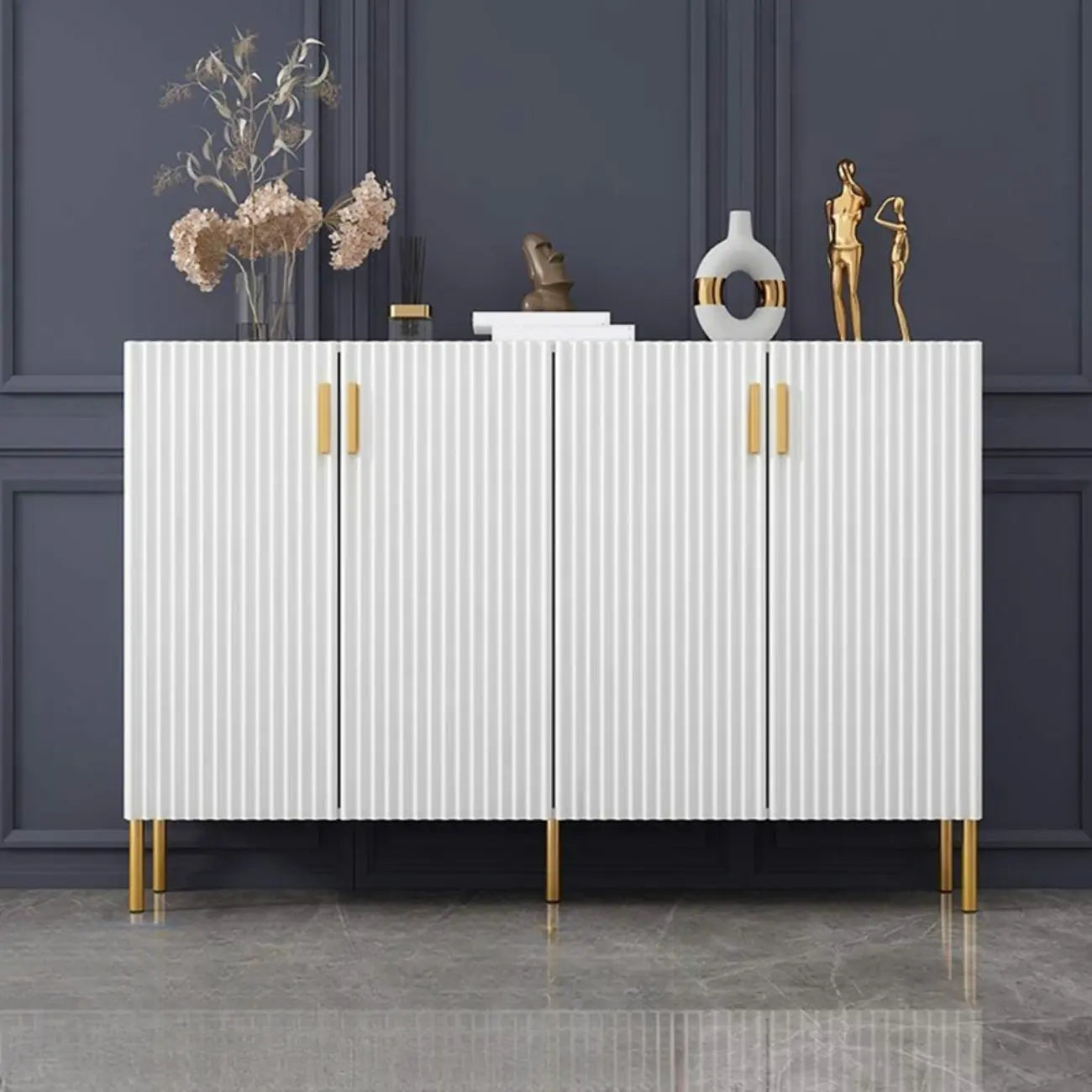 Glam Wooden Sideboard with Shelves and Cabinets
