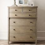 Rustic Oak Brown Living Room Accent Chests with 6/8 Drawers