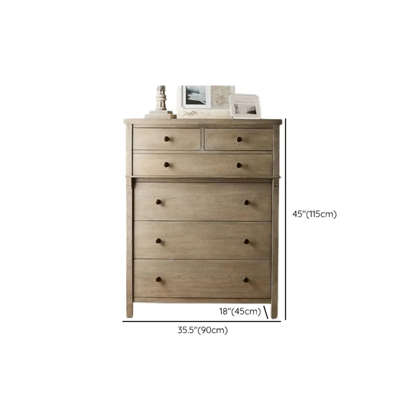 Rustic Oak Brown Living Room Accent Chests with 6/8 Drawers