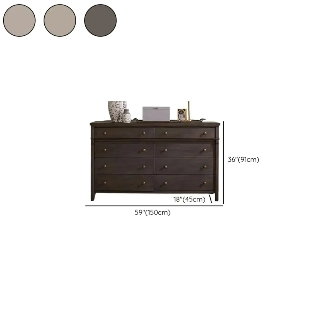 Rustic Oak Brown Living Room Accent Chests with 6/8 Drawers