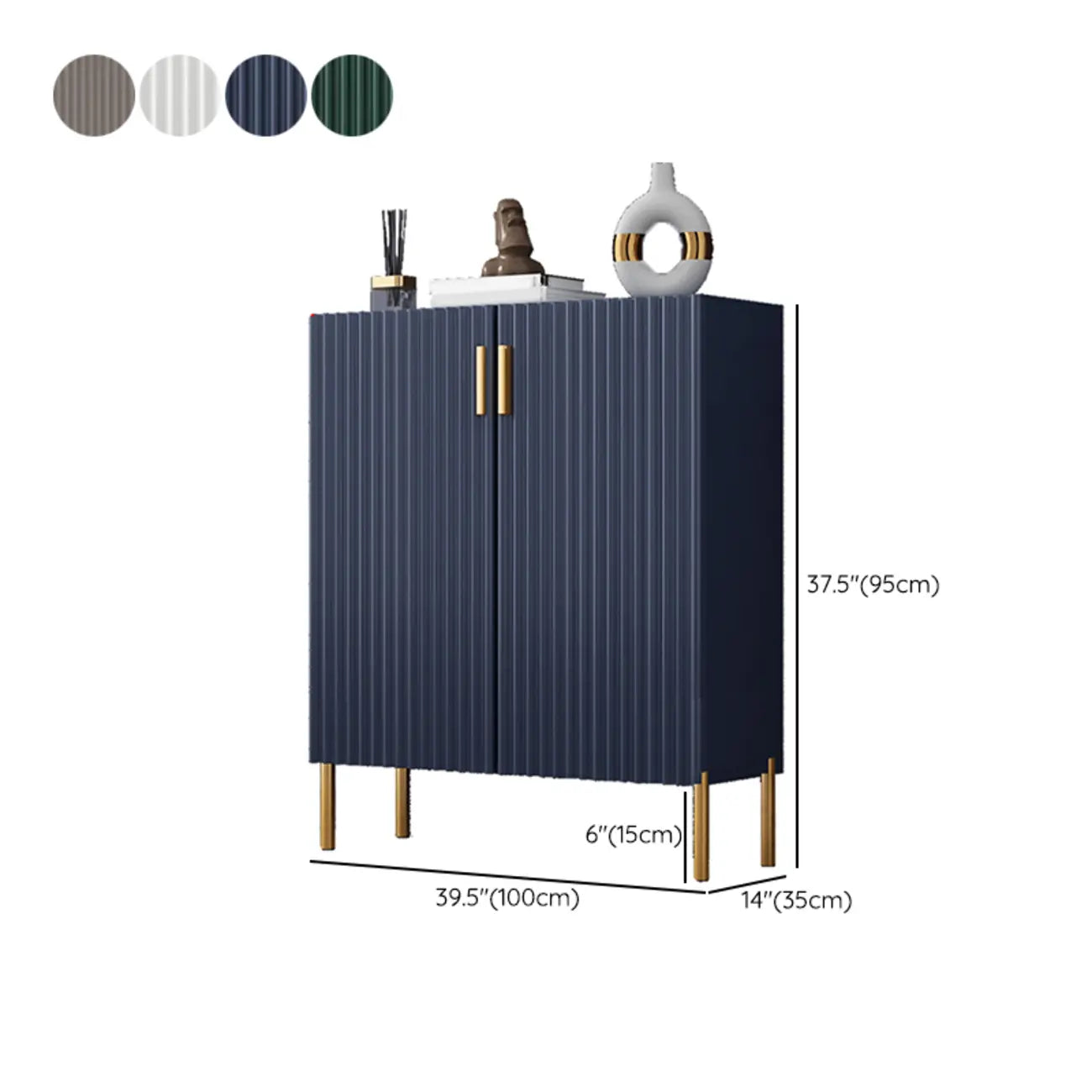 Glam Wooden Sideboard with Shelves and Cabinets