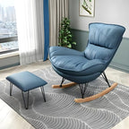 Armless Upholstered Rocking Chair with Ottoman for Living Room