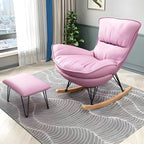Armless Upholstered Rocking Chair with Ottoman for Living Room