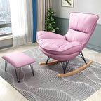 Armless Upholstered Rocking Chair with Ottoman for Living Room