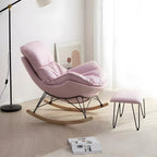 Armless Upholstered Rocking Chair with Ottoman for Living Room